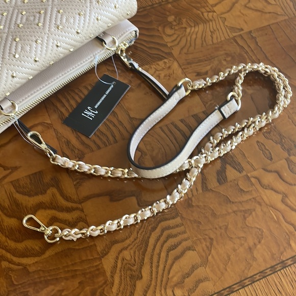 NEW INC Vachetta Crossbody Clutch Handbag Purse Tan wGold Accent Removable strap - Picture 6 of 17